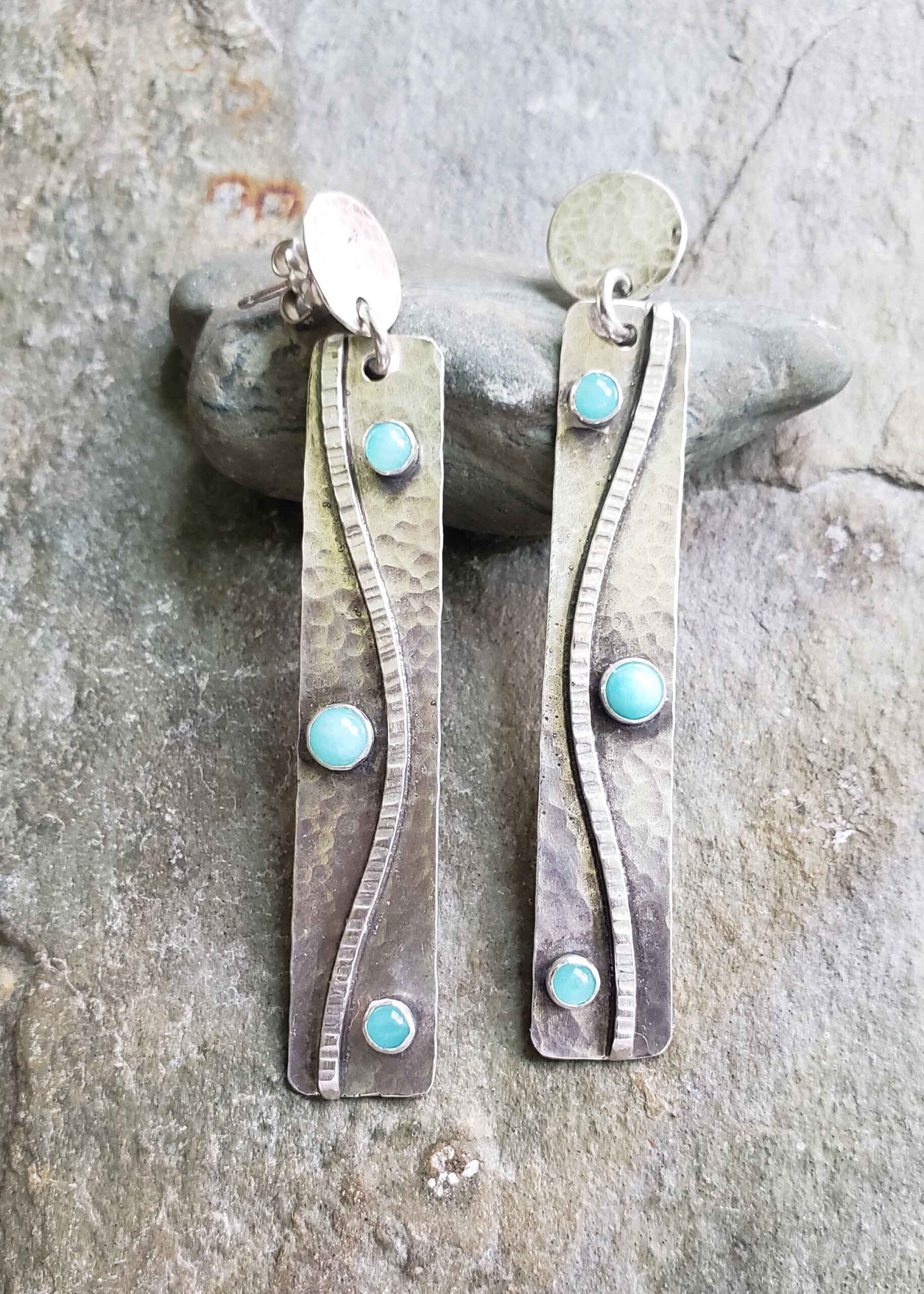 spring fling - silver and amazonite post earrings. Dona Miller Designs, LLC