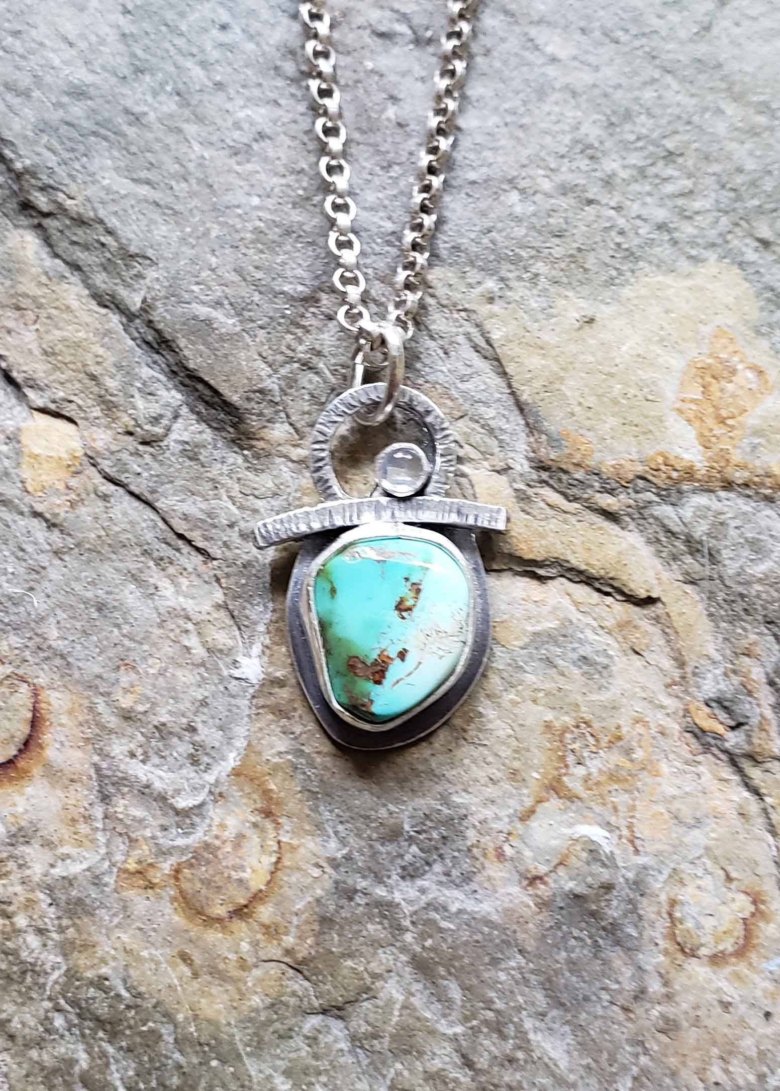 Turquoise Godess Amulet - turquoise rainbow  moonstone . Dona Miller Designs, LLC