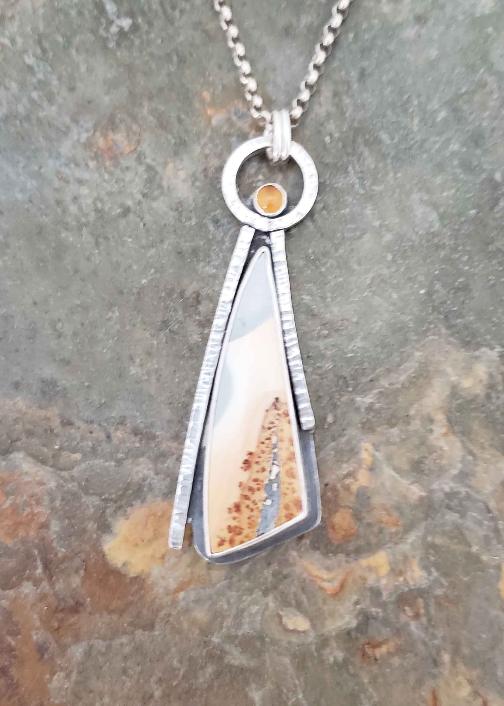 Traverse Silver Pendant with Maligano Jasper and Citrine.