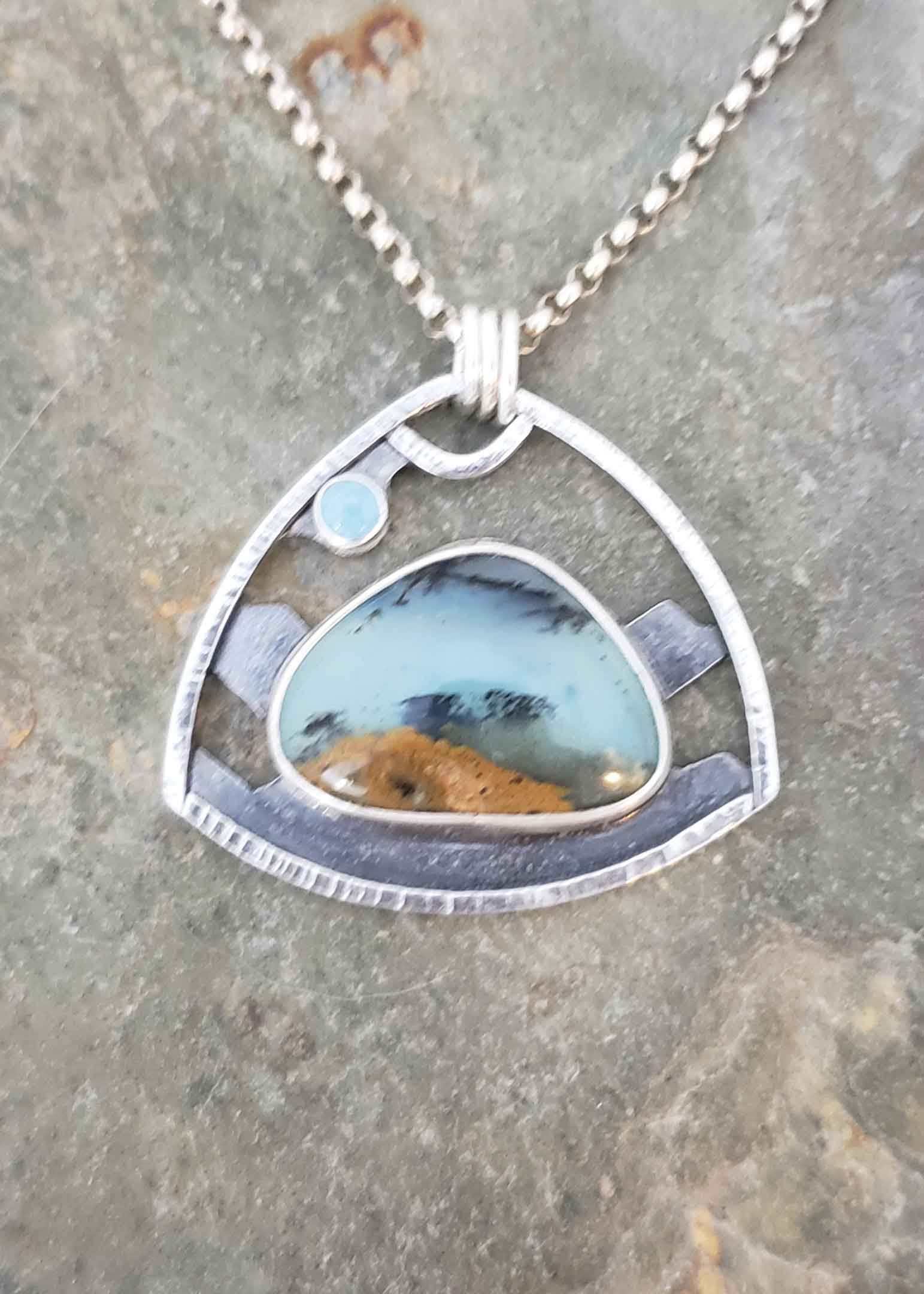 Moon Mountain Coast Line silver pendant.