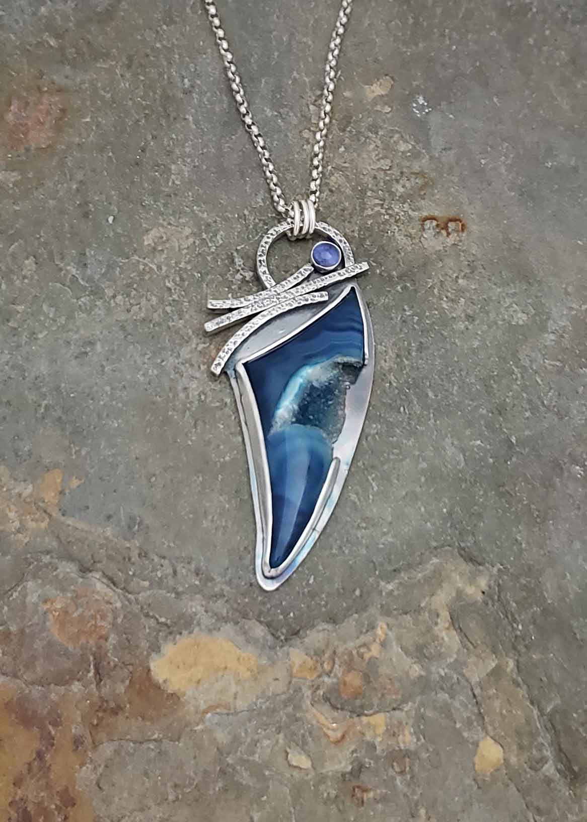 Second Chances - blue druzy agate and ioliate..