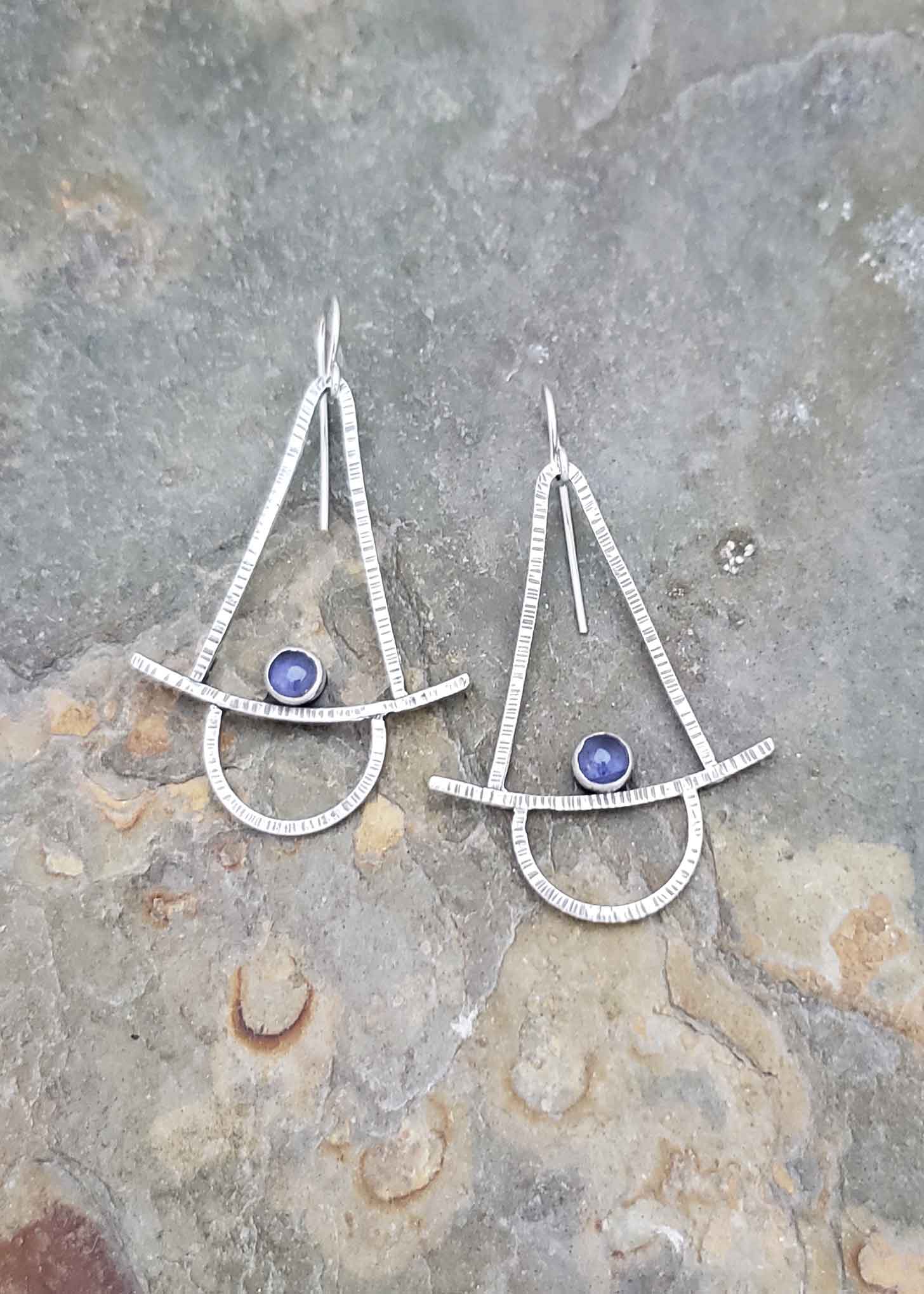 Stability - silver and blue iolite earrings.