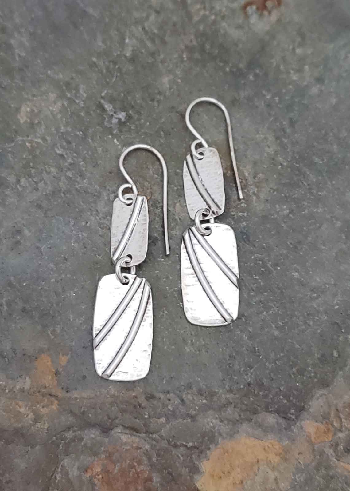 In the Flow sterling silver double drop earrings