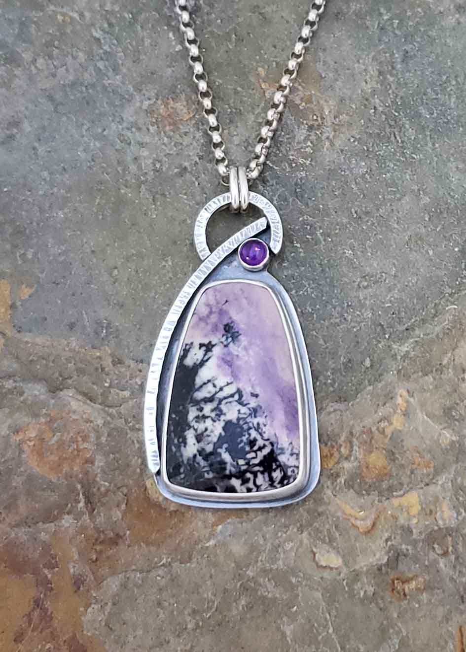Looking Up - purple and black Tiffany Stone and Amethyst
