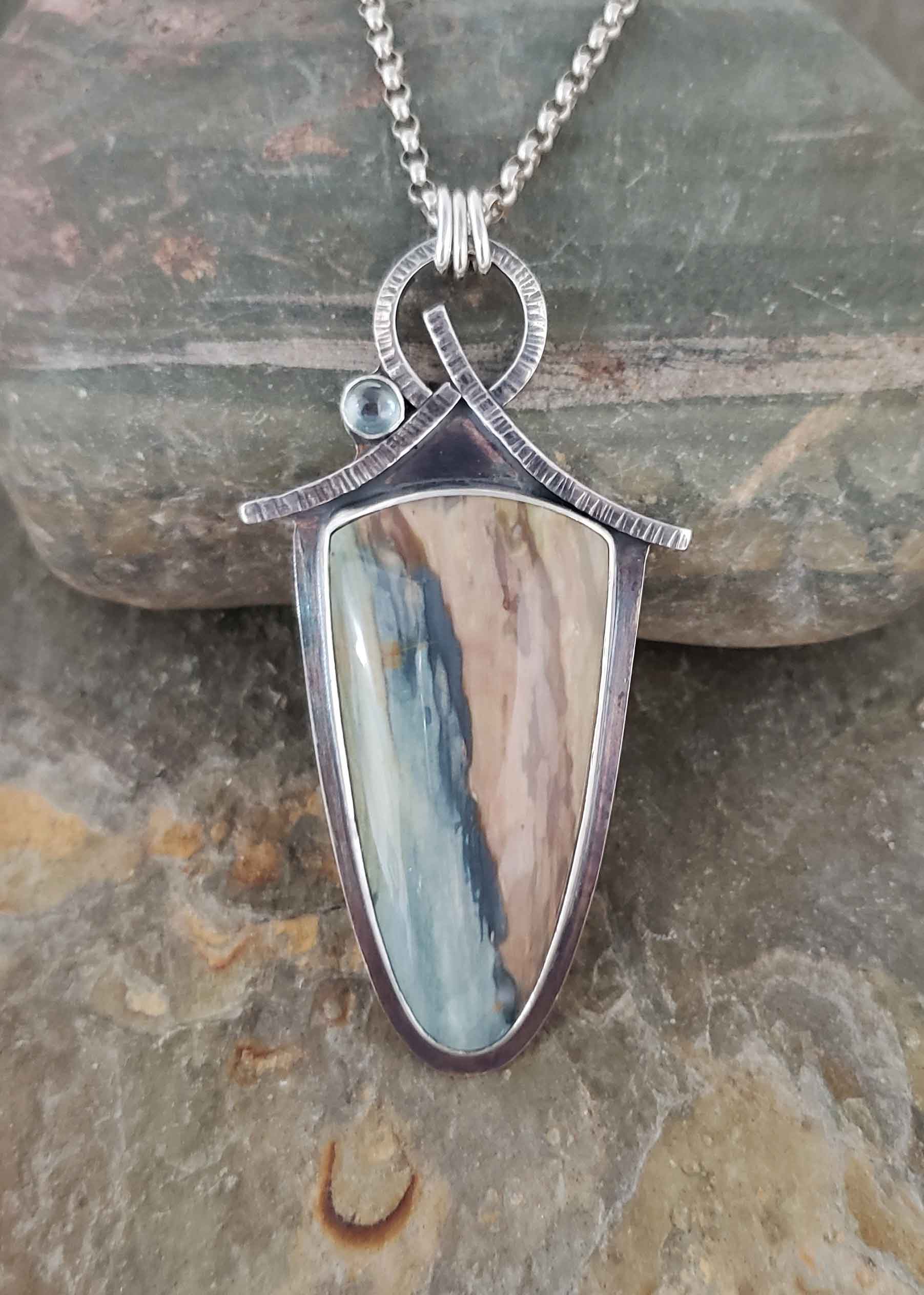 Petrified Swamp Bog and Mt. Sapphire Sterling Pendant