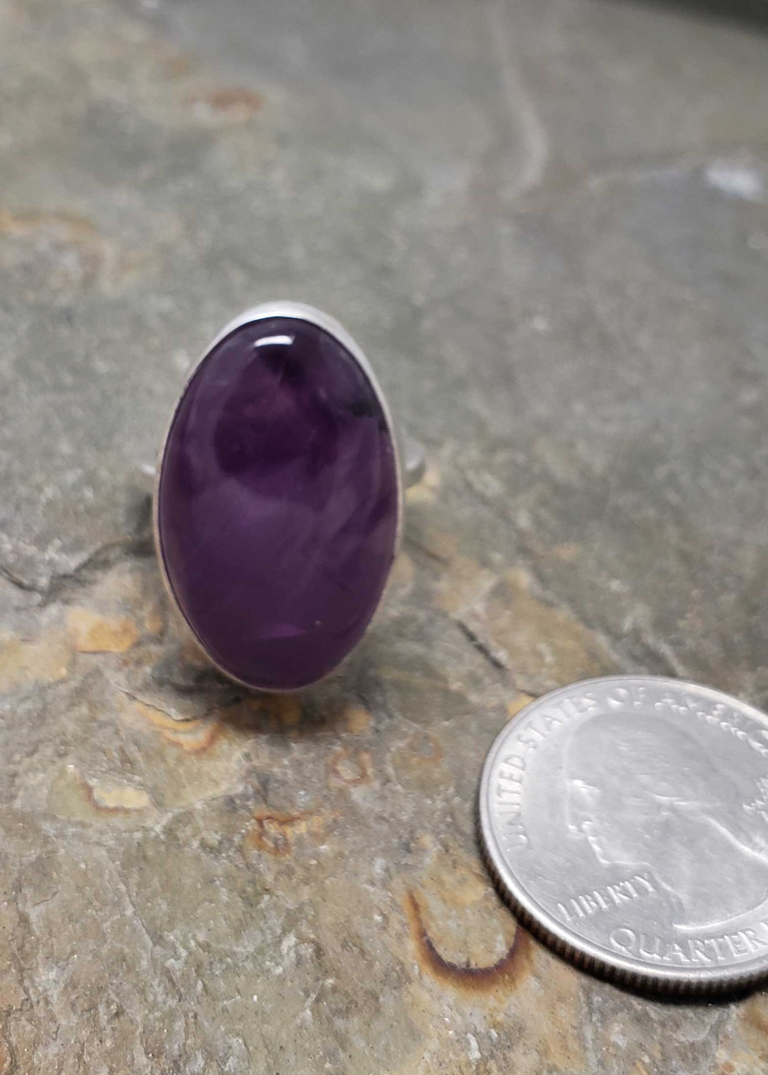 Amethyst oval statement ring in size 7.5.