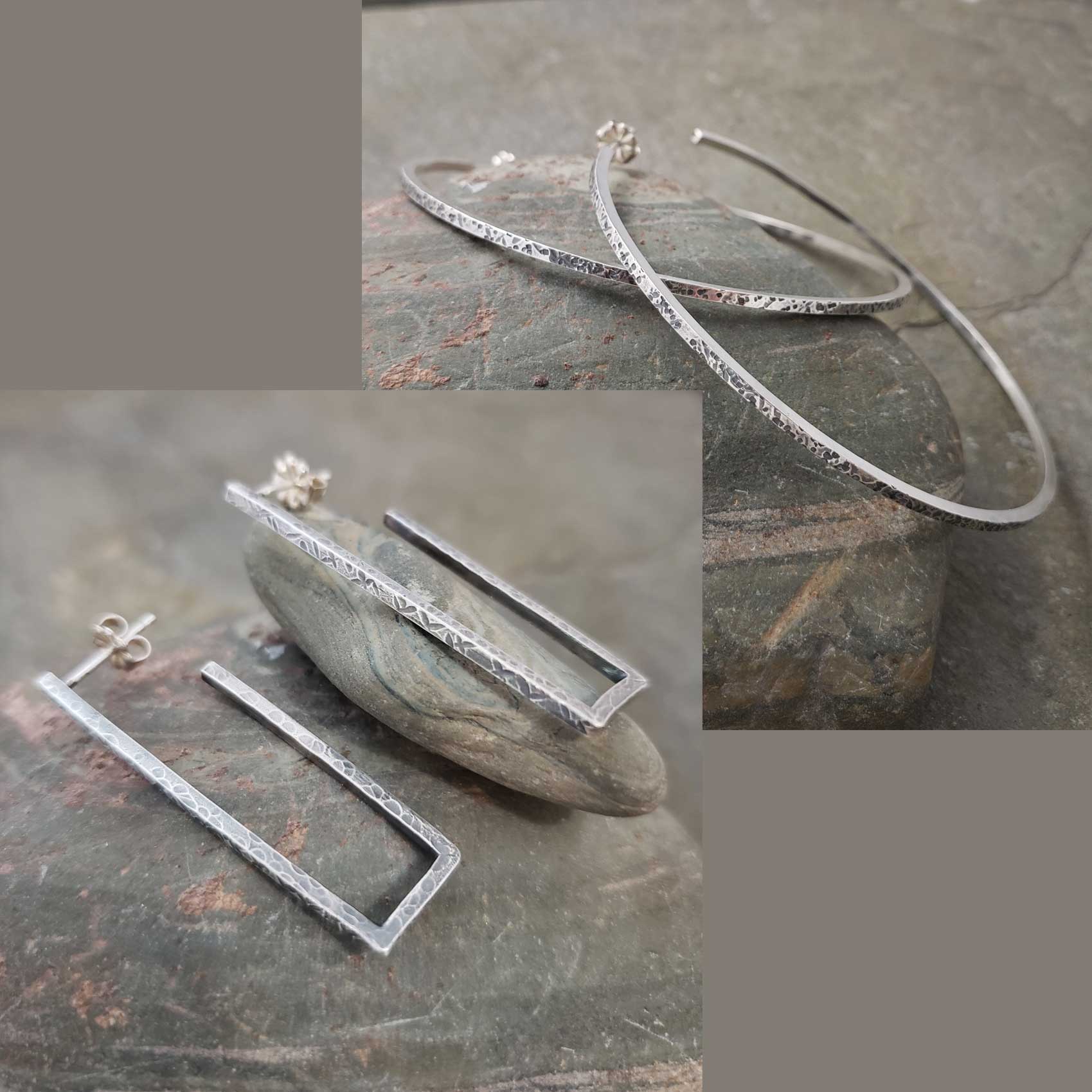 Round and rectangular hoop earrings example for class.