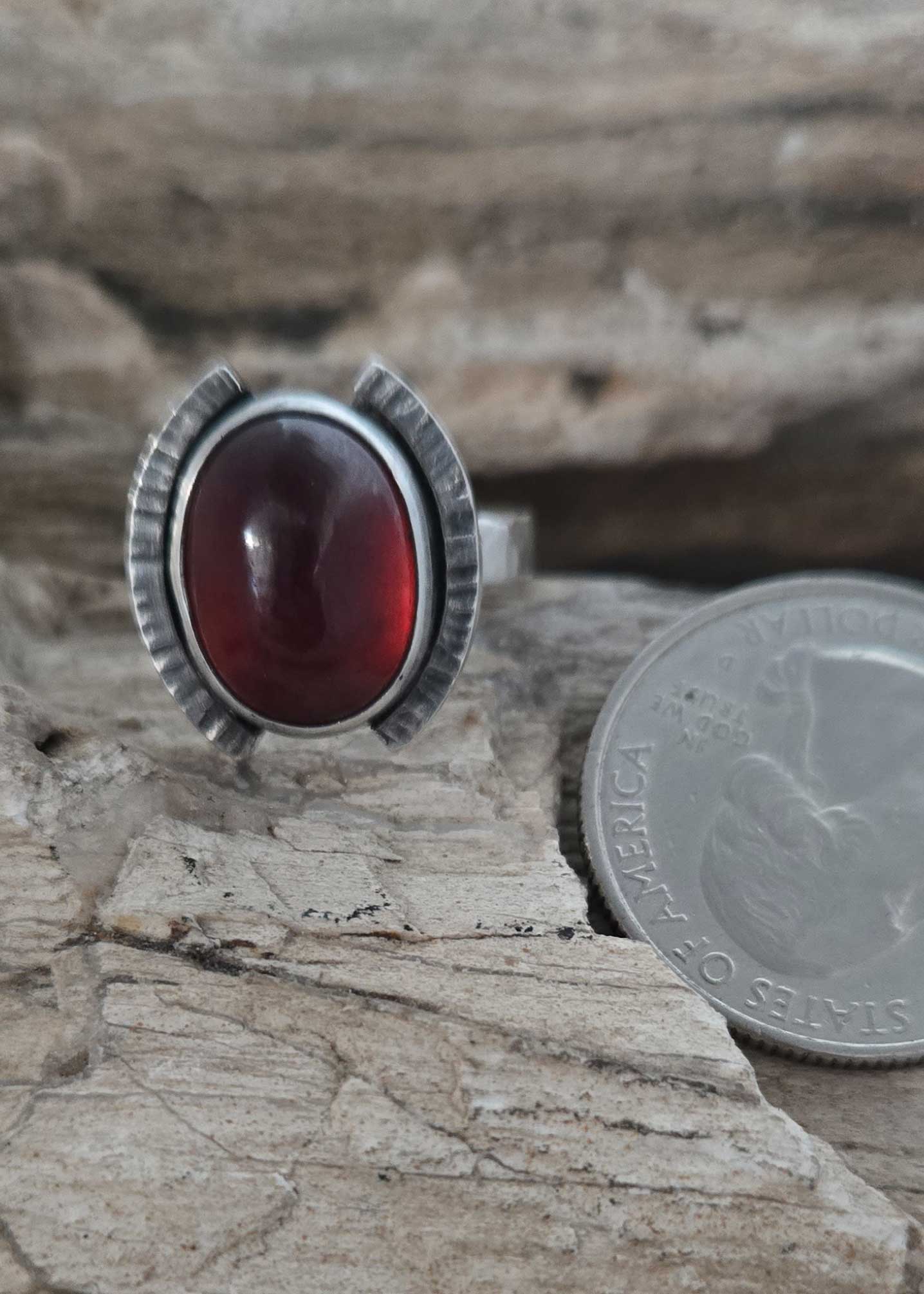 Hessonite Garnet rings size 6.5 in sterling silver by Dona Miller