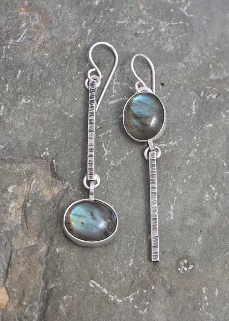 Upside Down – Labradorite Silver Earrings