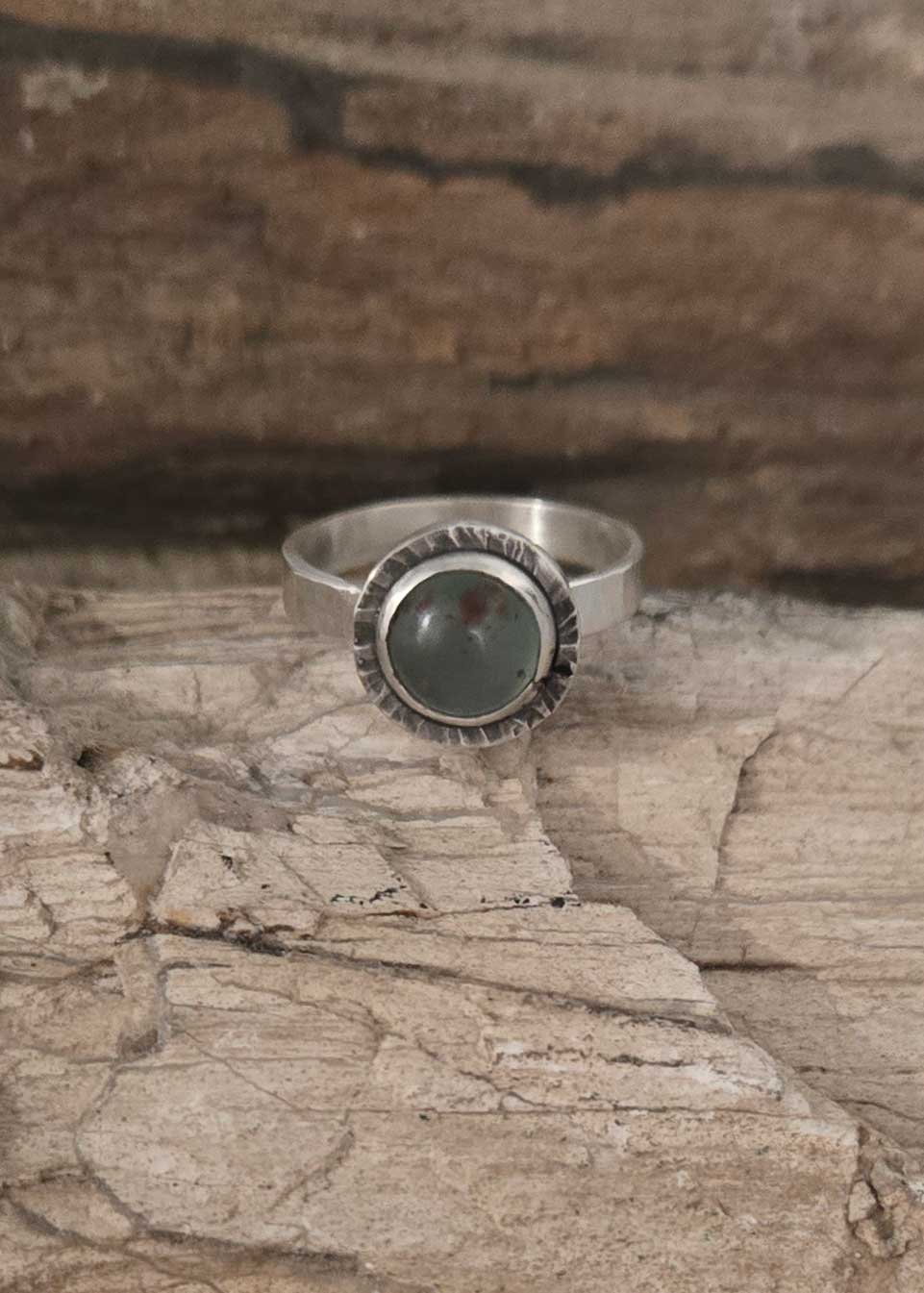 Aquaprase silver ring. By Dona Miller